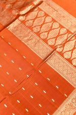 Handwoven Burnt Orange Banarasi Soft Katan Silk  Saree