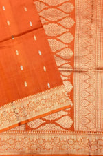 Handwoven Burnt Orange Banarasi Soft Katan Silk  Saree
