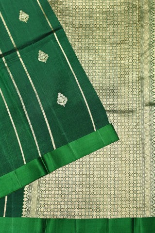 Handwoven Royal Green Banarasi Katan Silk Saree