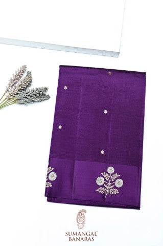 Handwoven Royal Purple Banarasi Katan Silk Saree