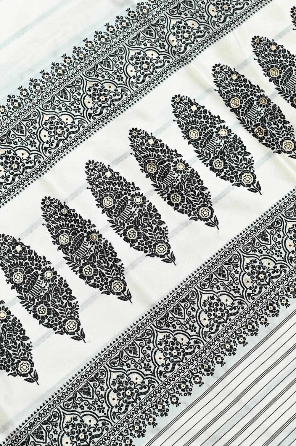 Handwoven White Banarasi Katan Silk Saree