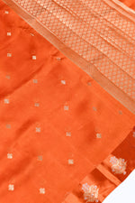 Handwoven Orange Meenakari Banarasi Organza Saree
