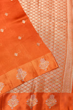Handwoven Orange Meenakari Banarasi Organza Saree