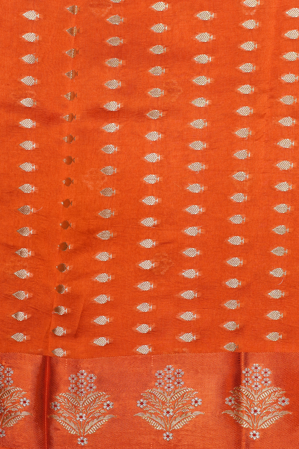 Handwoven Orange Meenakari Banarasi Organza Saree
