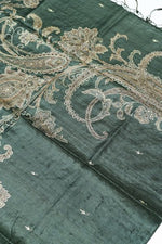 Handwoven Dark Olive Green Banarasi  Munga Saree