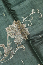 Handwoven Dark Olive Green Banarasi  Munga Saree