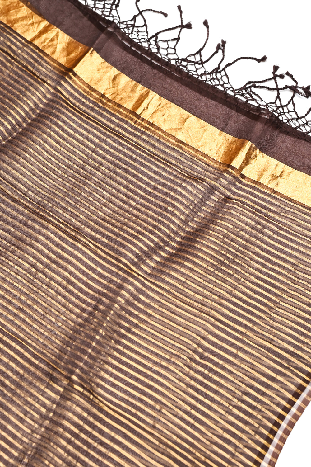 Handwoven Dark Chocolate Brown Banarasi Moonga Suit