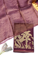 Handwoven Deep Wine Banarasi  Mooga Silk Suit