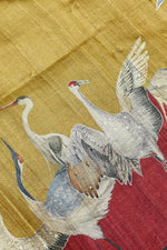 Handwoven Antique Mustard Banarasi  Linen Silk Saree