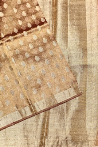 Handwoven Antique Gold Banarasi  Tissue Silk Saree