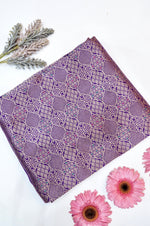 Violet Purple Brocade Katan Silk Handwoven Banarasi Thaan