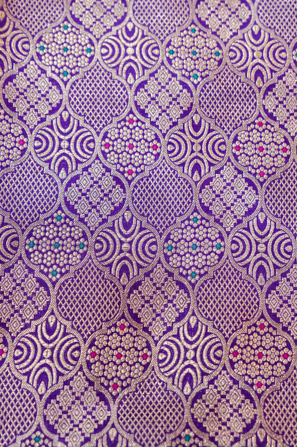 Violet Purple Brocade Katan Silk Handwoven Banarasi Thaan