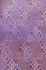 Violet Purple Brocade Katan Silk Handwoven Banarasi Thaan