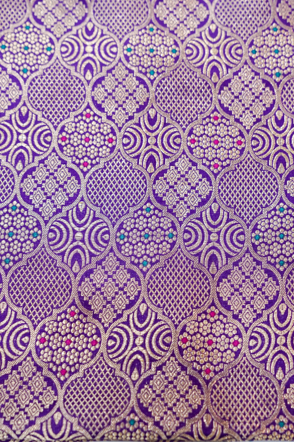 Violet Purple Brocade Katan Silk Handwoven Banarasi Thaan