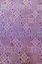 Violet Purple Brocade Katan Silk Handwoven Banarasi Thaan
