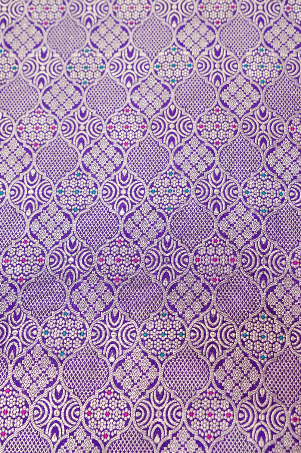 Violet Purple Brocade Katan Silk Handwoven Banarasi Thaan