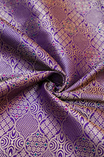 Violet Purple Brocade Katan Silk Handwoven Banarasi Thaan