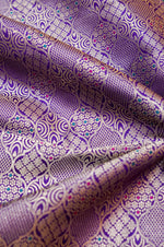 Violet Purple Brocade Katan Silk Handwoven Banarasi Thaan