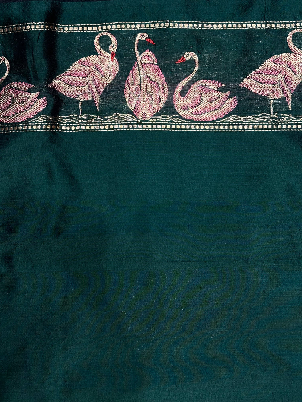 Pine Green Motif Katan Silk Handwoven Banarasi Saree