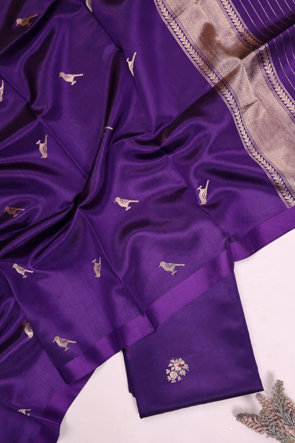 Handwoven Deep Purple Banarasi Katan Silk Suit