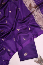 Handwoven Deep Purple Banarasi Katan Silk Suit