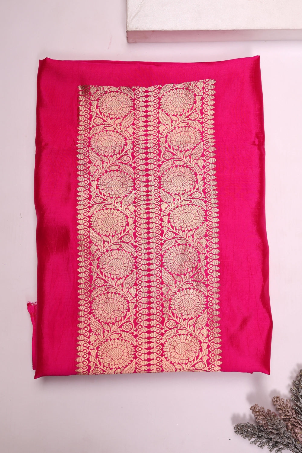 Handwoven Rani Pink Banarasi Katan Silk Co - ord Set