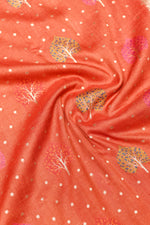Handwoven Orange Meenakari Banarasi Tussar Silk Saree