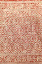 Handwoven Orange Meenakari Banarasi Tussar Silk Saree