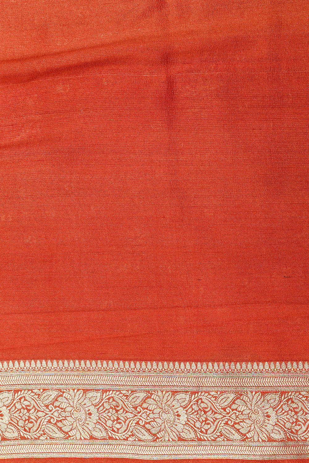Handwoven Orange Meenakari Banarasi Tussar Silk Saree