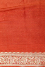 Handwoven Orange Meenakari Banarasi Tussar Silk Saree