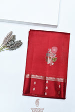Handwoven Hot Red Meenakari Banarasi Katan Soft Silk Saree