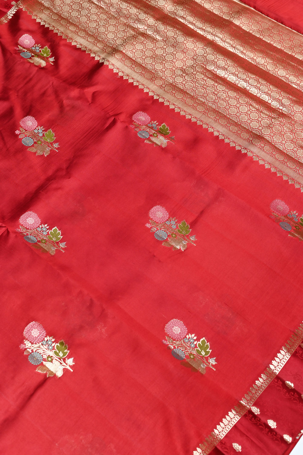 Handwoven Hot Red Meenakari Banarasi Katan Soft Silk Saree