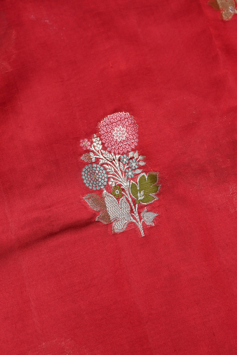 Handwoven Hot Red Meenakari Banarasi Katan Soft Silk Saree