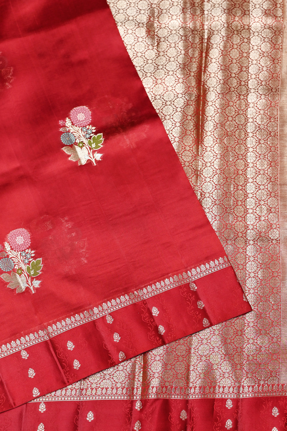 Handwoven Hot Red Meenakari Banarasi Katan Soft Silk Saree