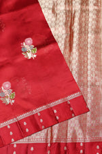 Handwoven Hot Red Meenakari Banarasi Katan Soft Silk Saree