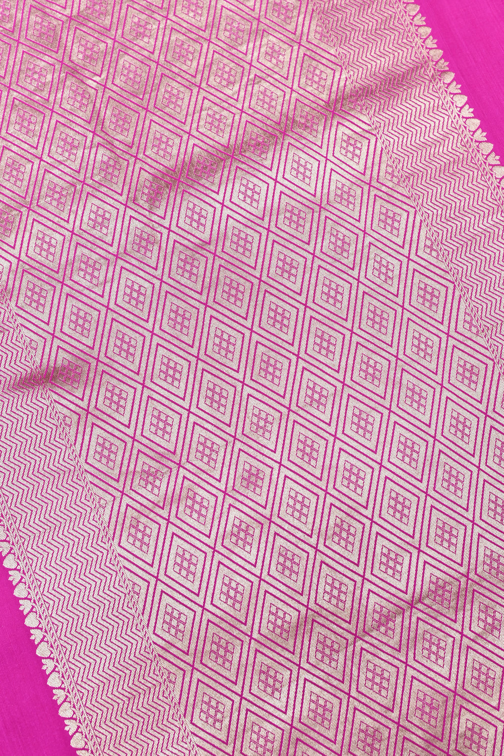 Handwoven Rani Pink Meenakari Banarasi Katan Silk Saree