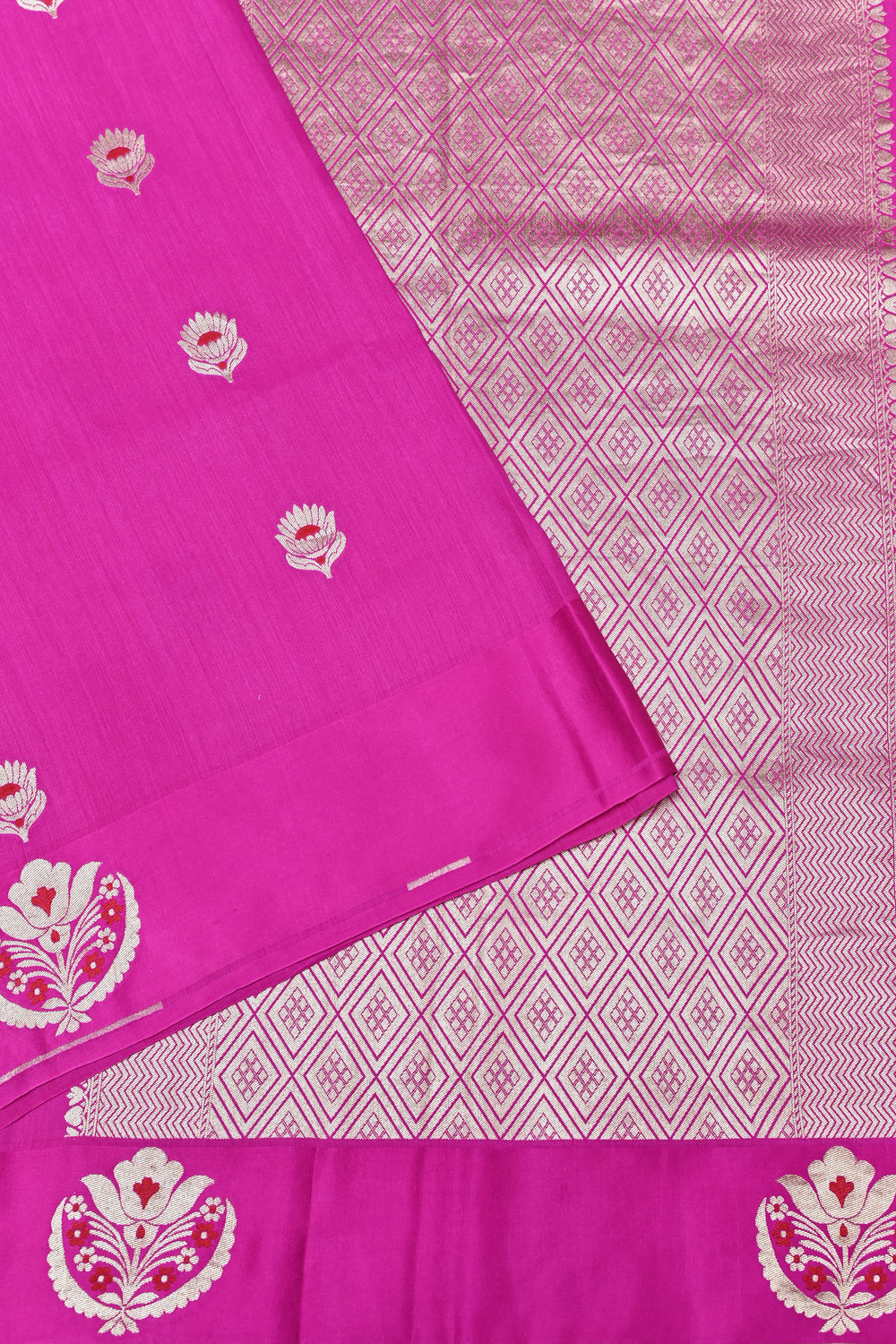 Handwoven Rani Pink Meenakari Banarasi Katan Silk Saree