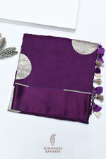 Handwoven Purple Banarasi Tussar Silk Saree
