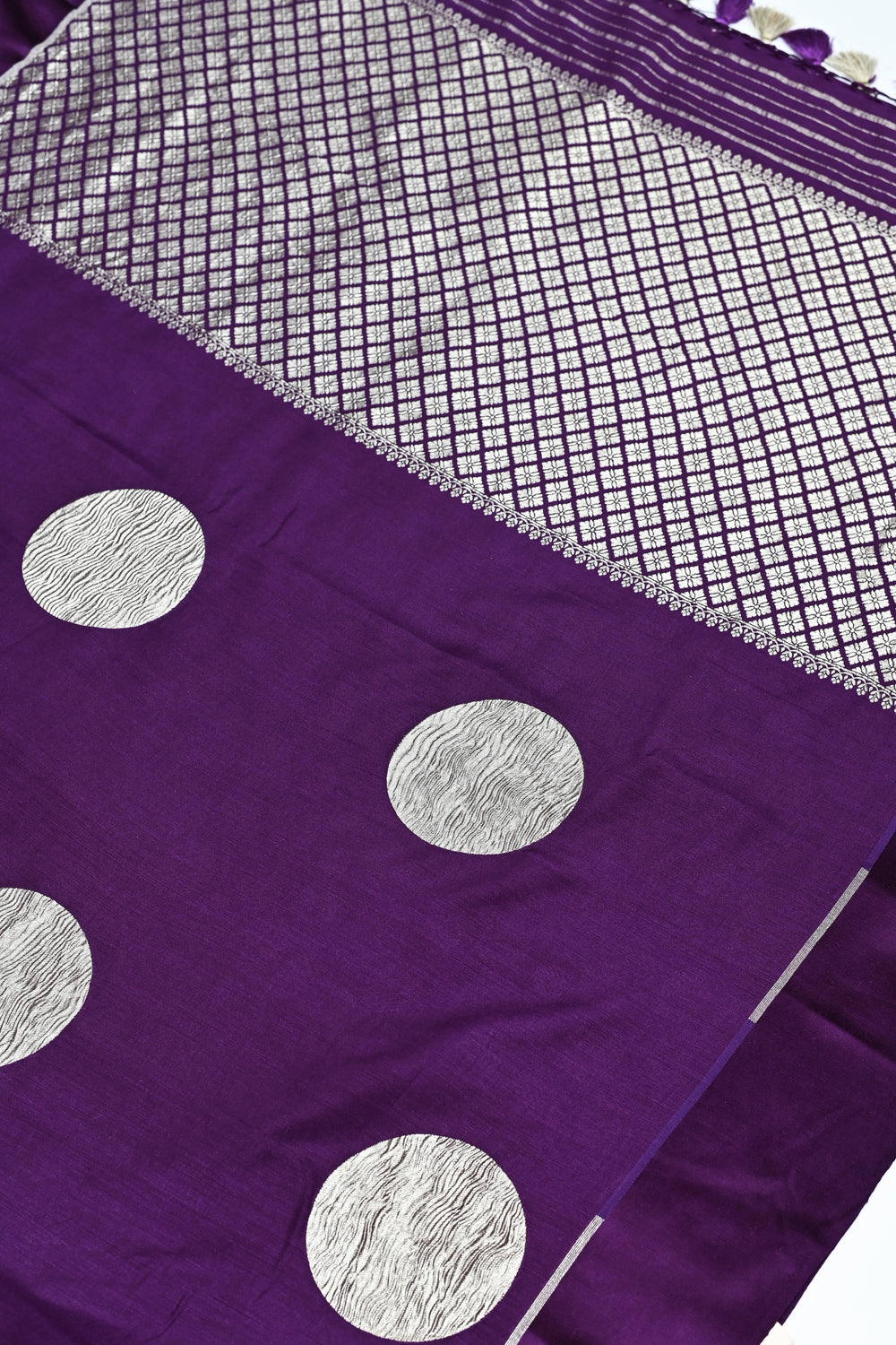Handwoven Purple Banarasi Tussar Silk Saree