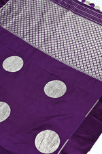 Handwoven Purple Banarasi Tussar Silk Saree