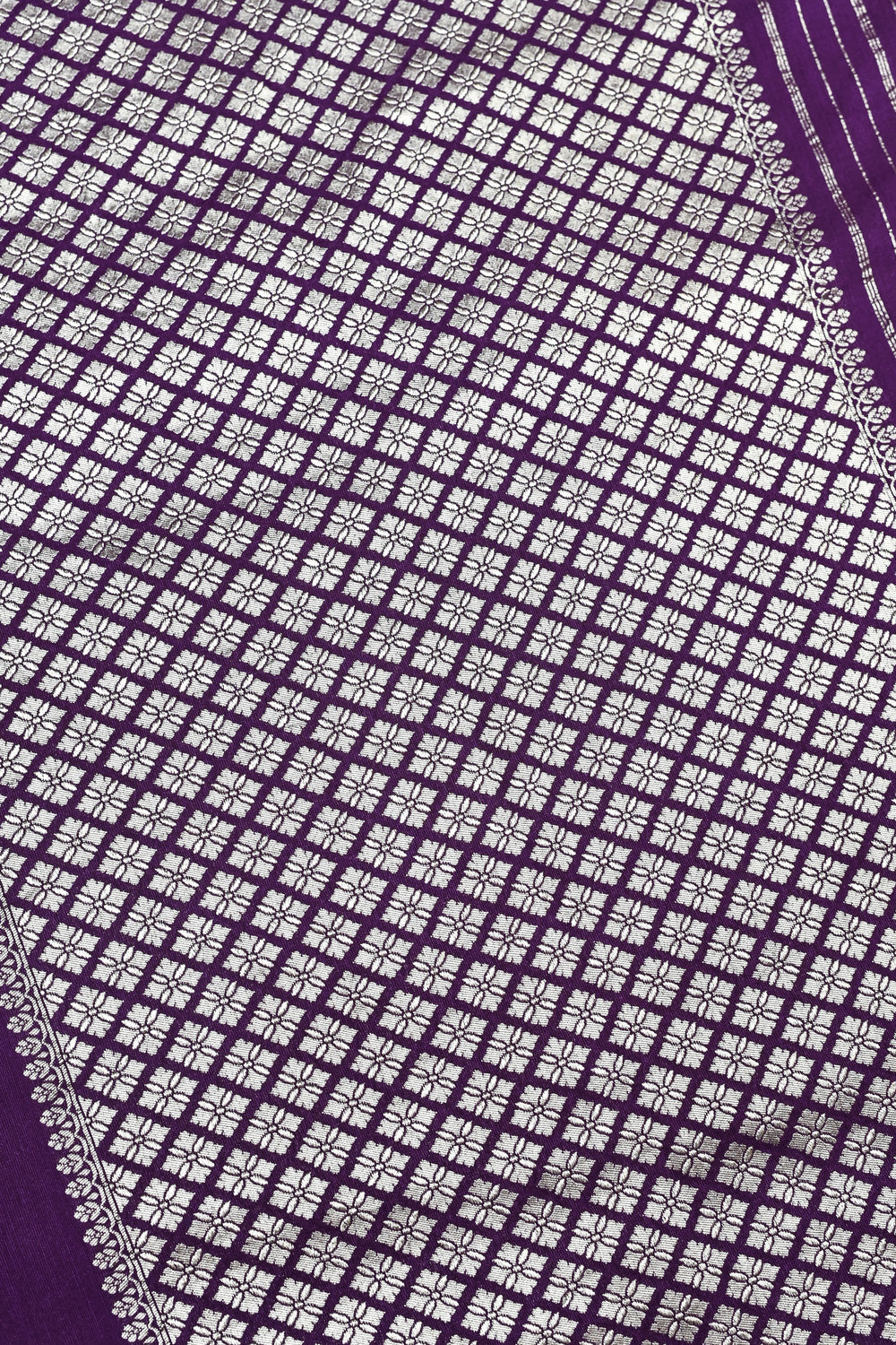 Handwoven Purple Banarasi Tussar Silk Saree