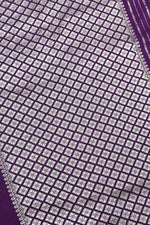 Handwoven Purple Banarasi Tussar Silk Saree