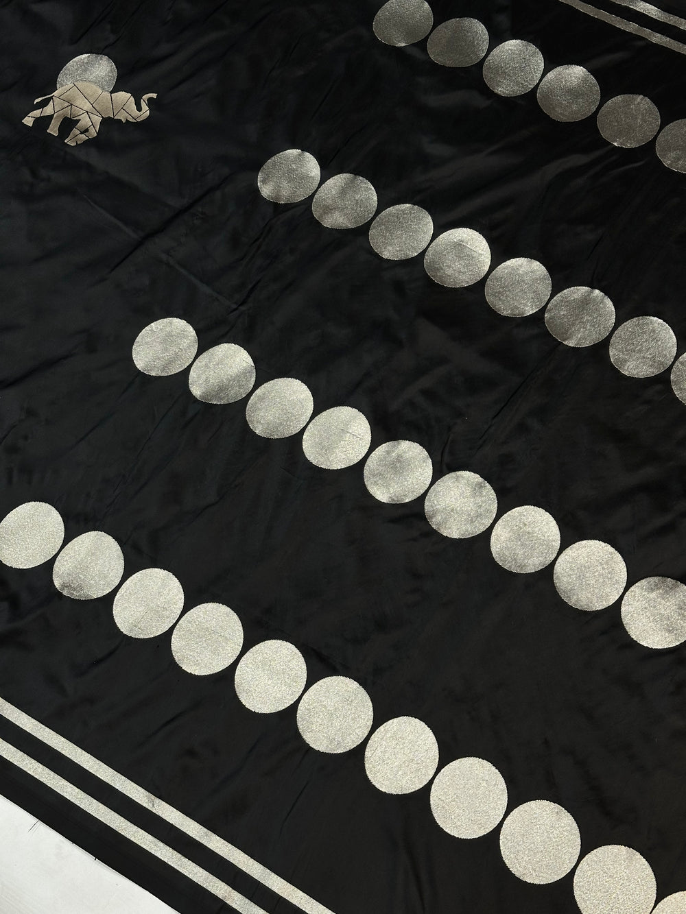 Jade Black Motif Katan Silk Handwoven Banarasi Saree