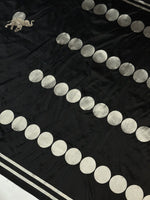 Jade Black Motif Katan Silk Handwoven Banarasi Saree