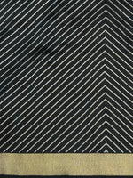 Jade Black Motif Katan Silk Handwoven Banarasi Saree