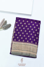 Handwoven Purple Banarasi Uppada Silk Saree