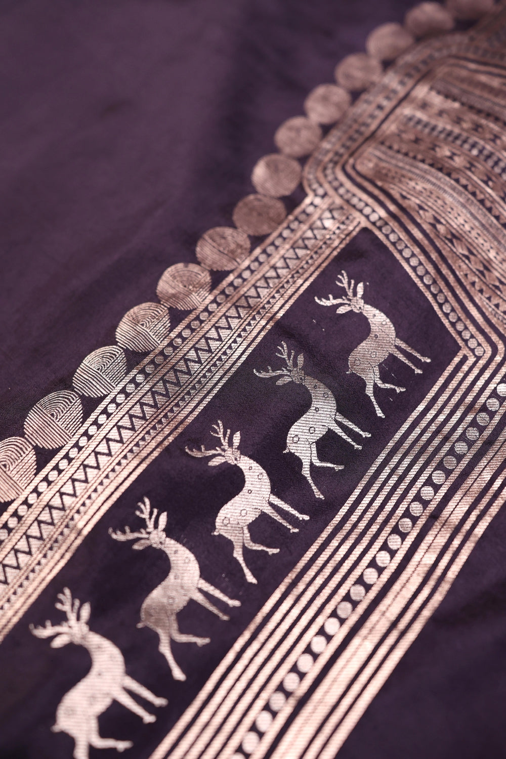 Handwoven Dark Purple Banarasi Katan Silk Co - ord Set