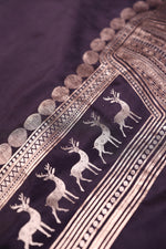 Handwoven Dark Purple Banarasi Katan Silk Co - ord Set