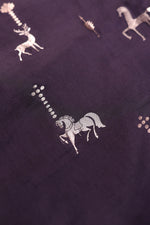 Handwoven Dark Purple Banarasi Katan Silk Co - ord Set