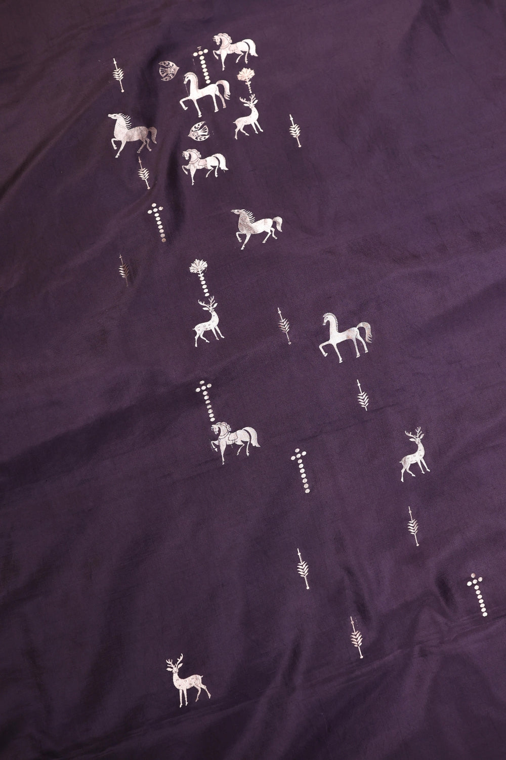 Handwoven Dark Purple Banarasi Katan Silk Co - ord Set